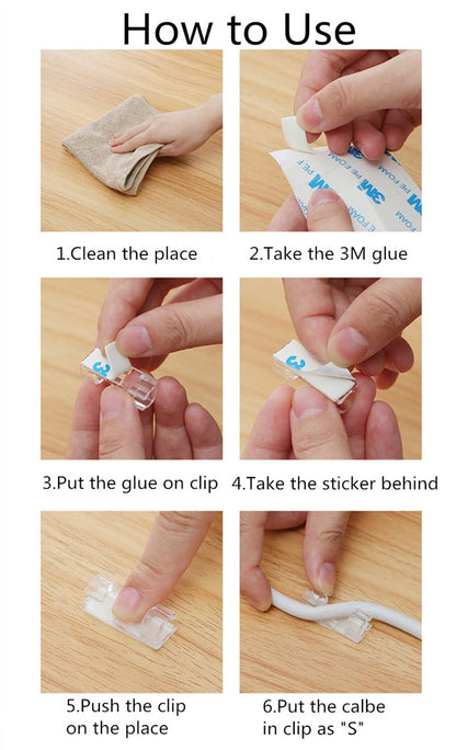 Cable Organizer Clips Desktop and Workstation Cable Management Availability